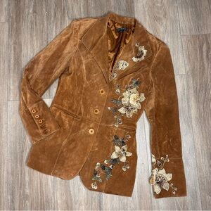 Vintage Y2K suede floral Classics Entier jacket
